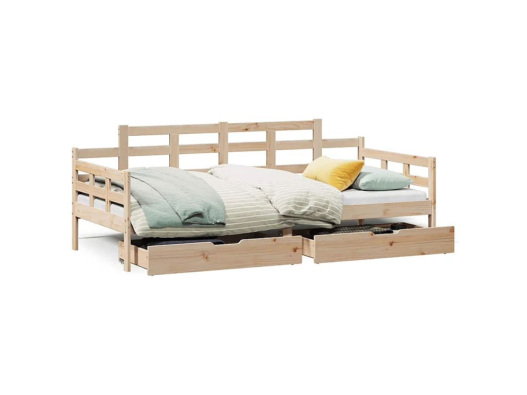 Lit de jour avec tiroirs sans matelas 90x190 cm bois massif