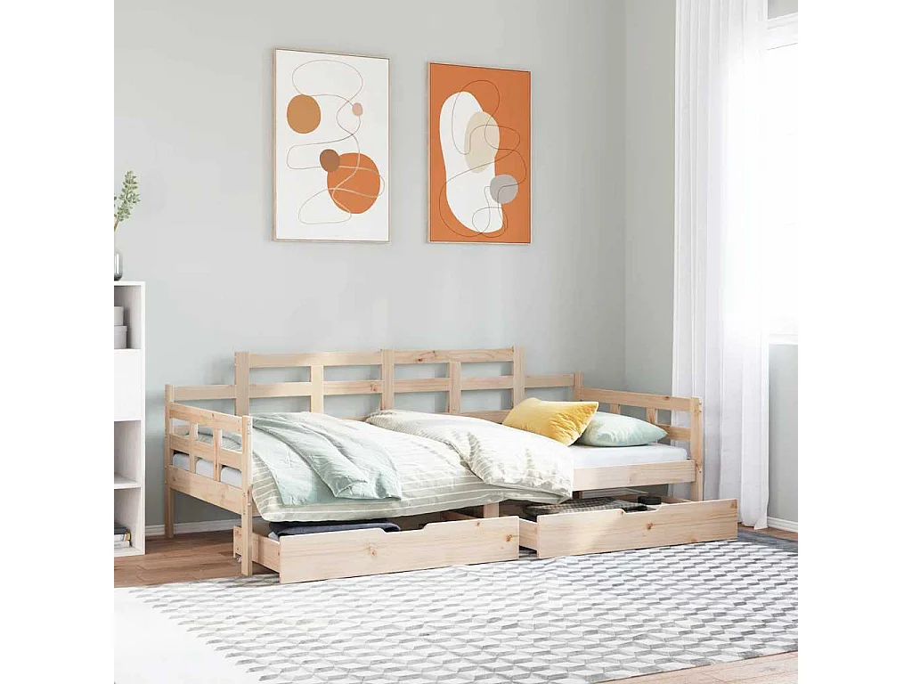 Lit de jour avec tiroirs sans matelas 90x190 cm bois massif