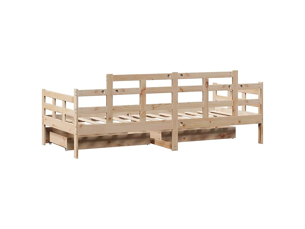 Lit de jour avec tiroirs sans matelas 90x190 cm bois massif