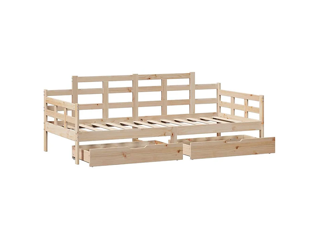 Lit de jour avec tiroirs sans matelas 90x190 cm bois massif