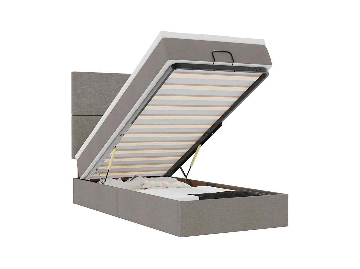 Ottoman-Bett mit Matratze & LEDs Taupe 100x200 cm Stoff