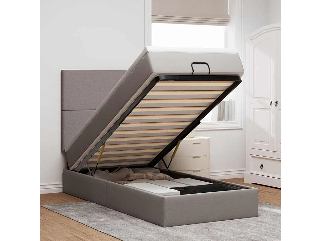 Ottoman bed met matras en LED's 100x200cm stof taupe