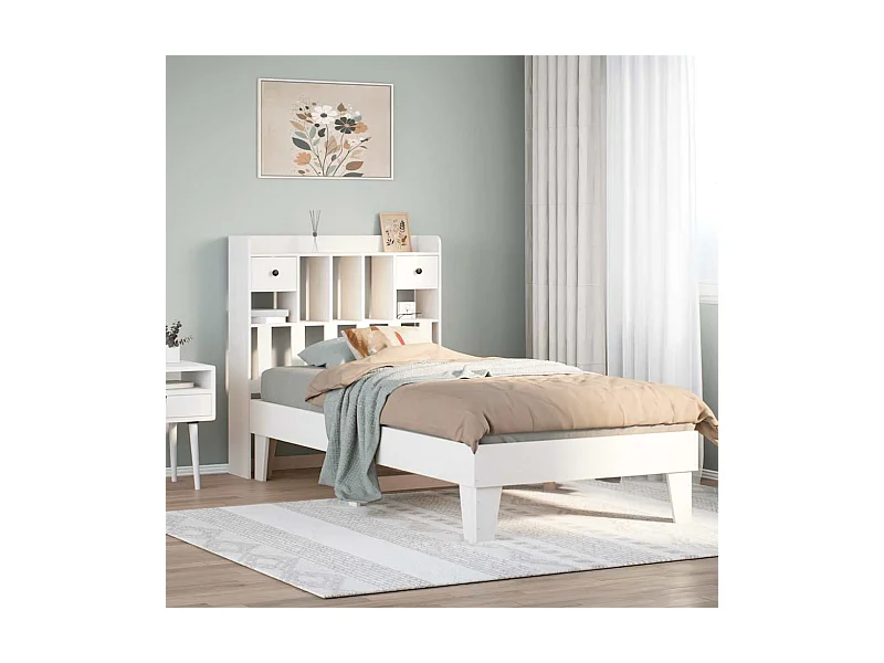 Cadre de lit sans matelas blanc 90x200 cm bois de pin massif