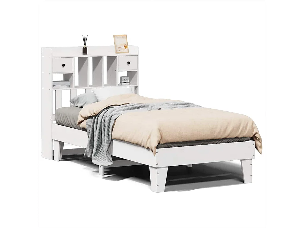 Cadre de lit sans matelas blanc 90x200 cm bois de pin massif