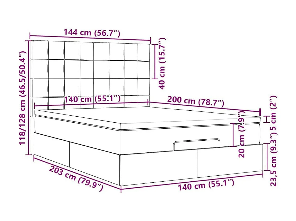 Estrutura cama otomana colchões 140x200 cm veludo verde escuro