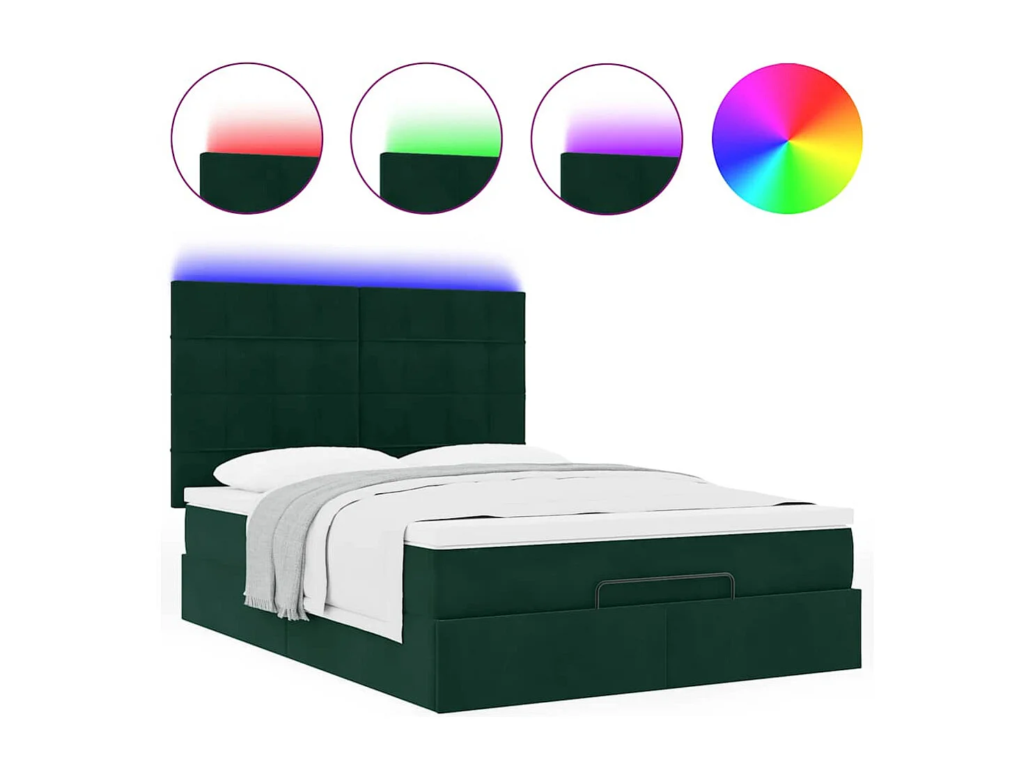 Estrutura cama otomana colchões 140x200 cm veludo verde escuro