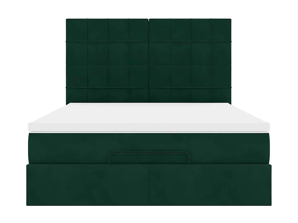 Estrutura cama otomana colchões 140x200 cm veludo verde escuro