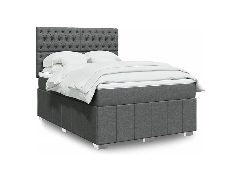 Sommier à lattes de lit avec matelas Gris foncé 140x200cm Tissu