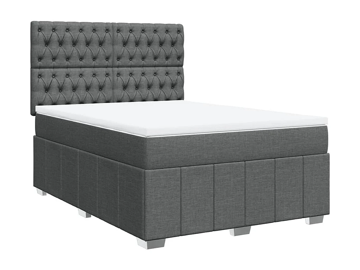 Sommier à lattes de lit avec matelas Gris foncé 140x200cm Tissu