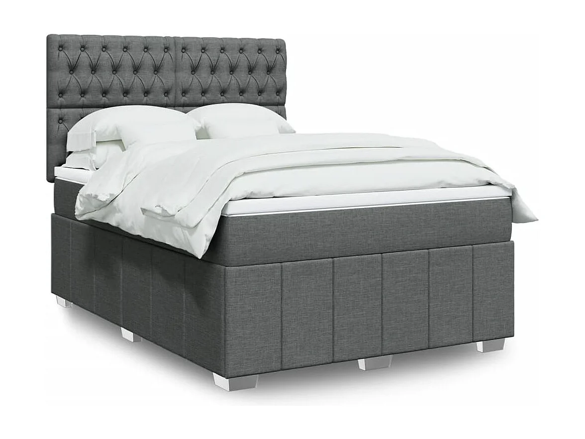 Sommier à lattes de lit avec matelas Gris foncé 140x200cm Tissu