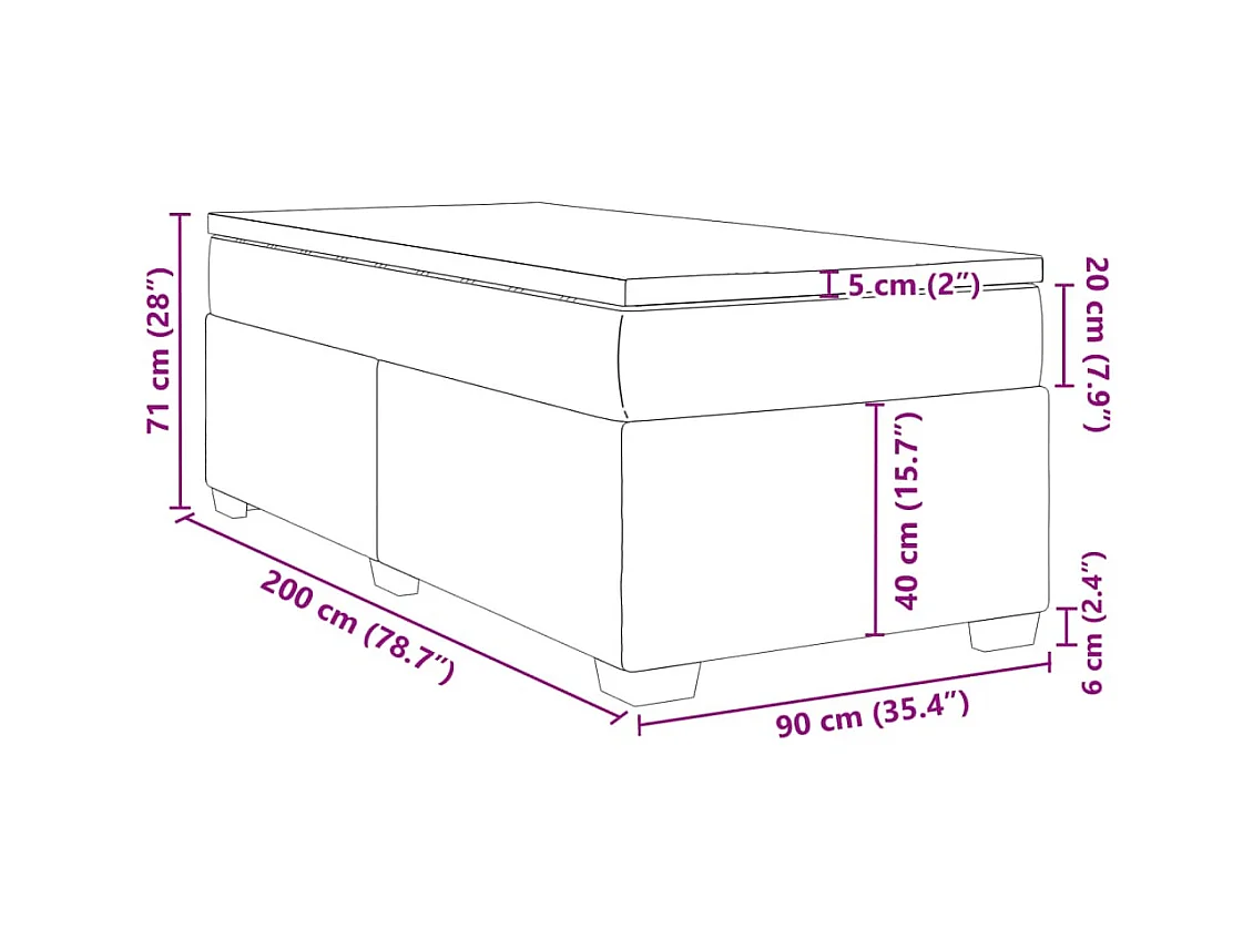 Boxspringbett mit Matratze Taupe 90x200 cm Stoff
