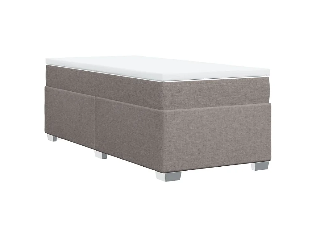 Cama box spring con colchón tela gris taupe 90x200 cm
