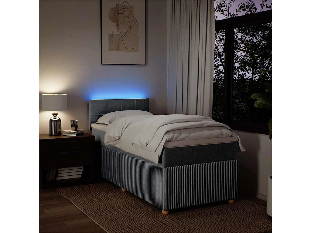 Boxspringbett mit Matratze Hellgrau 90x190 cm Stoff