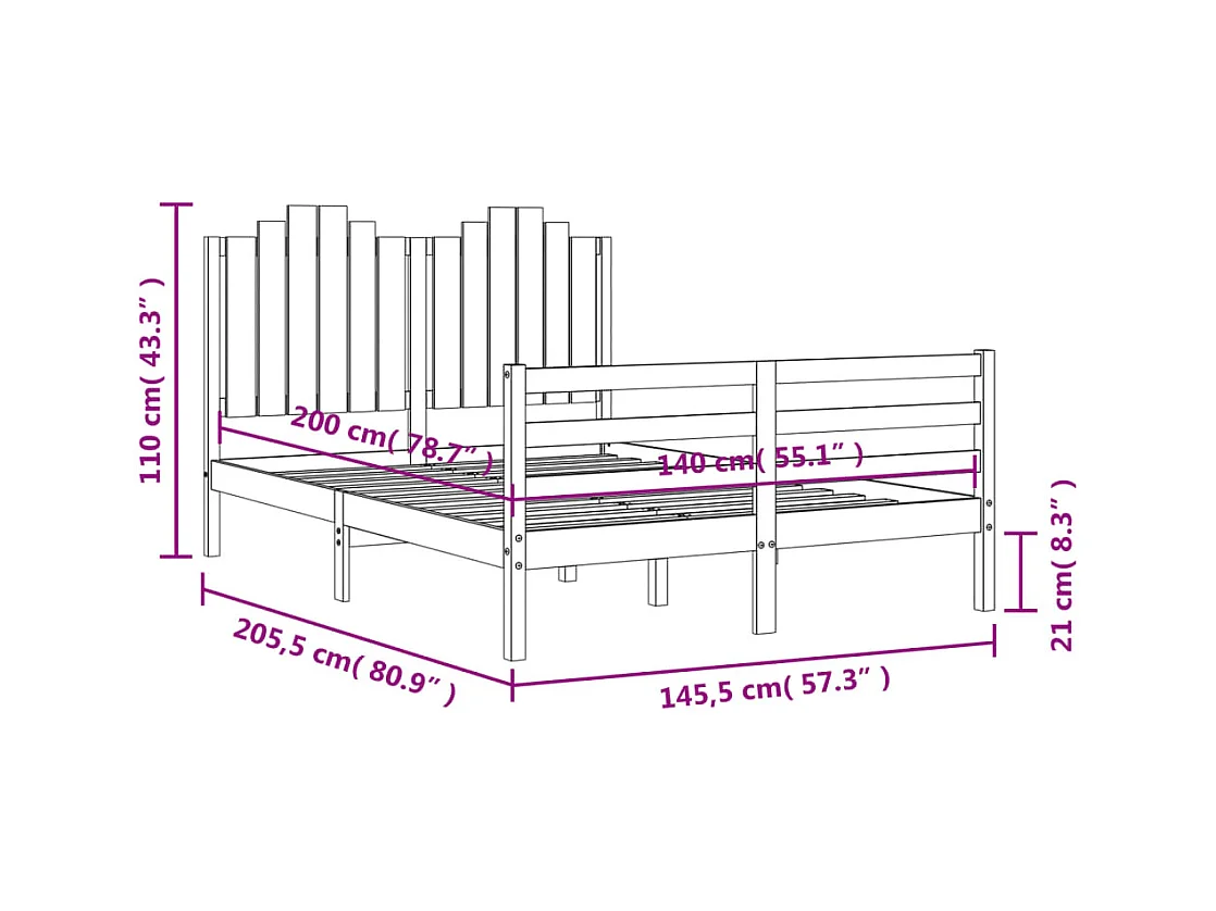 Giroletto con Testiera 140x200 cm in Legno Massello