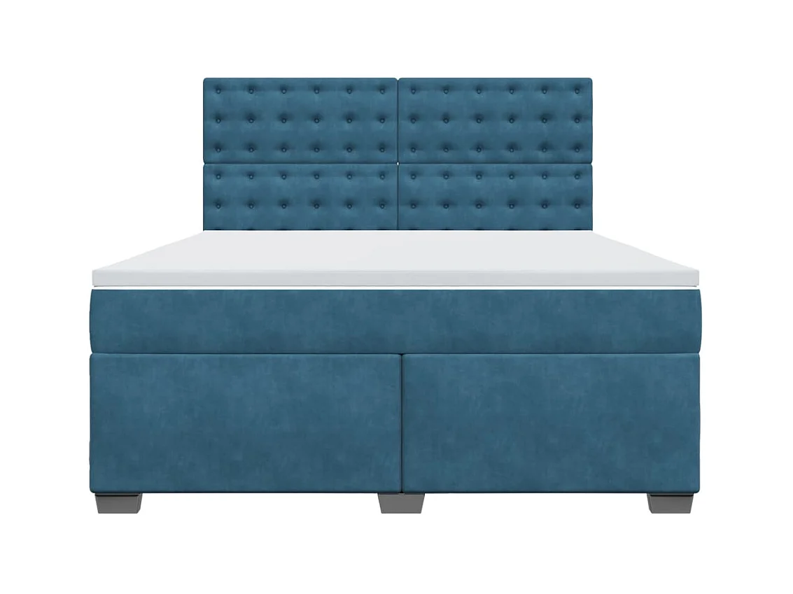 Sommier à lattes de lit et matelas bleu 180x200 cm velours