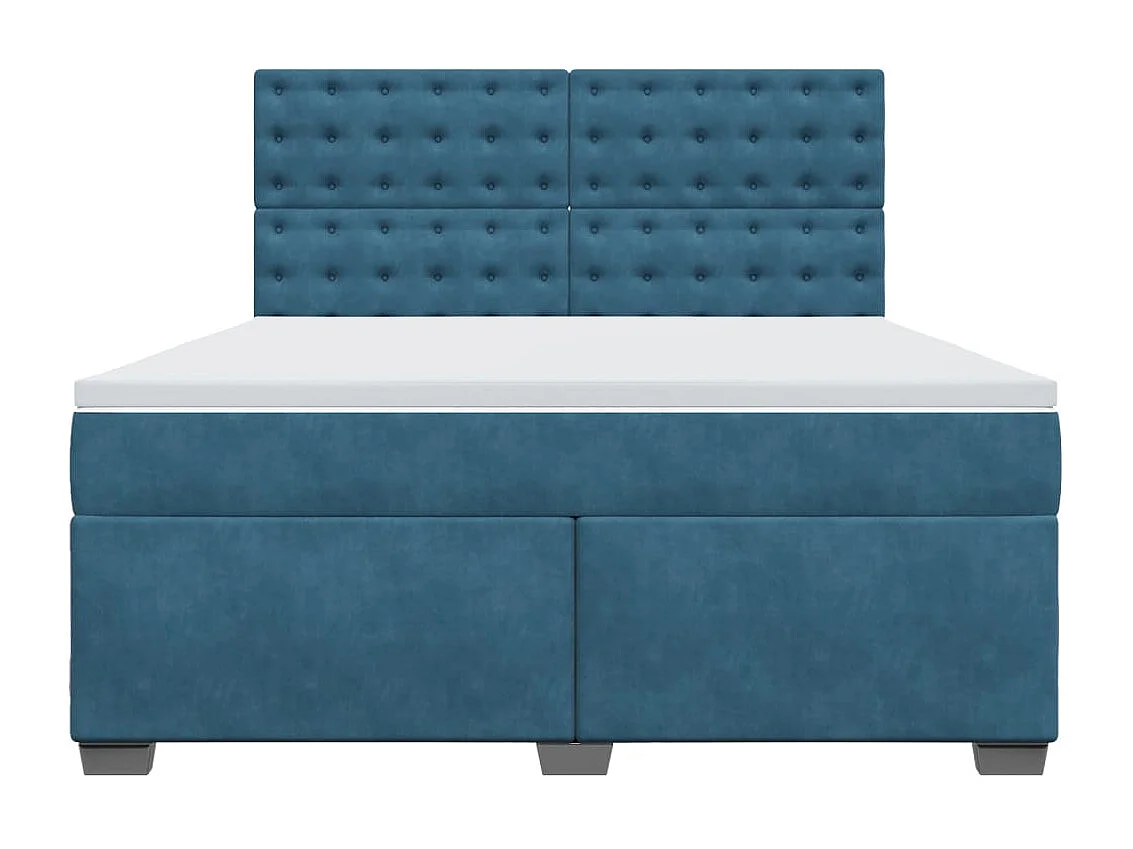 Giroletto a Molle con Materasso Blu 180x200 cm in Velluto