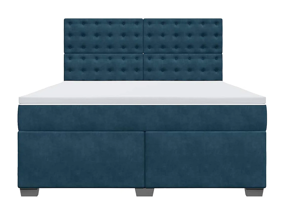 Sommier à lattes de lit et matelas bleu 180x200 cm velours