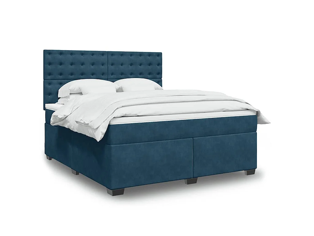 Giroletto a Molle con Materasso Blu 180x200 cm in Velluto