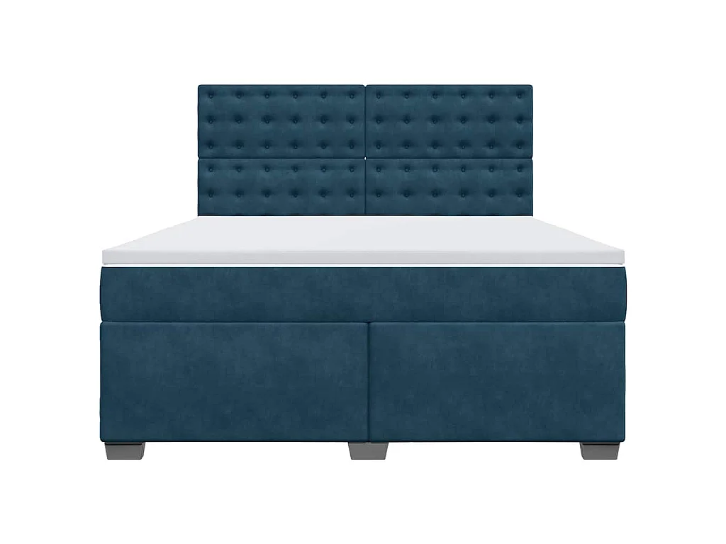 Boxspring met matras fluweel blauw 180x200 cm