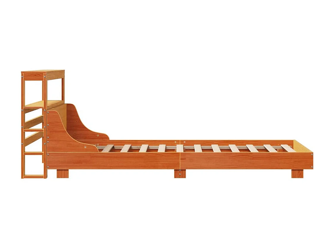 Bedframe zonder matras massief grenenhout wasbruin 100x200 cm