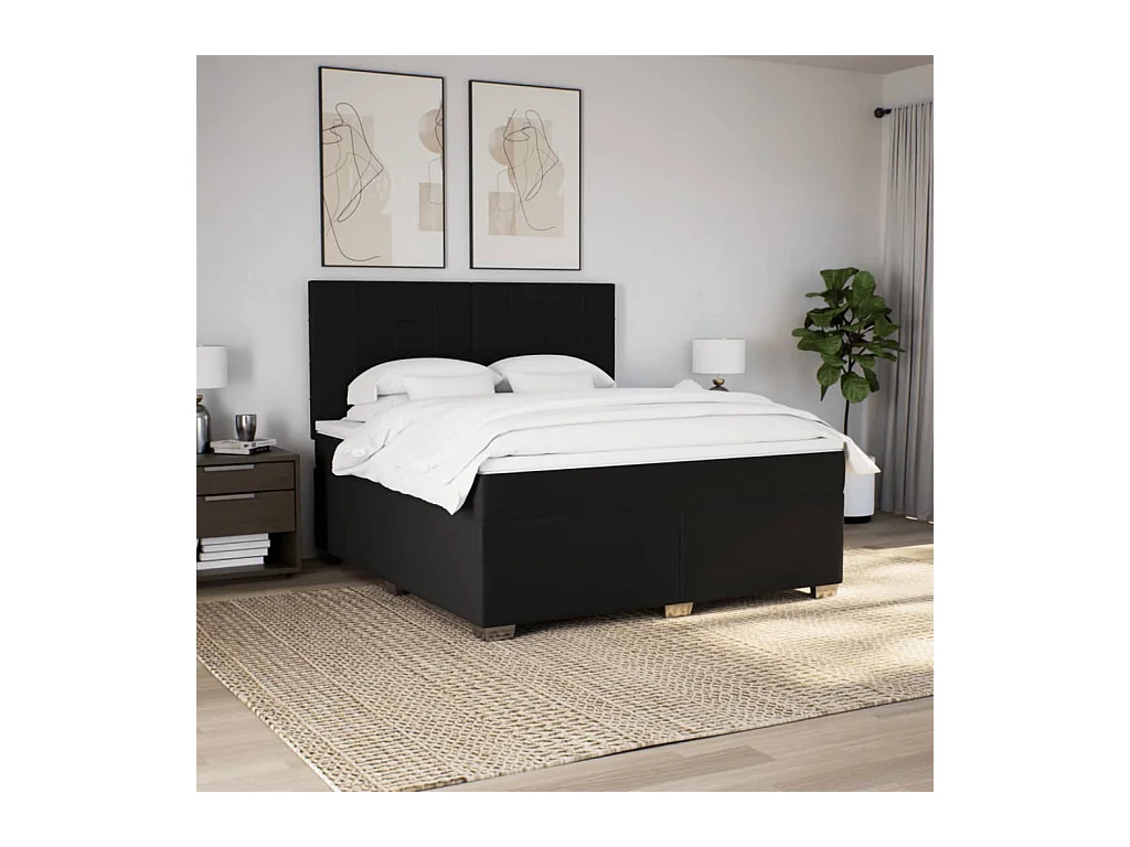 Boxspring met matras stof zwart 180x200 cm