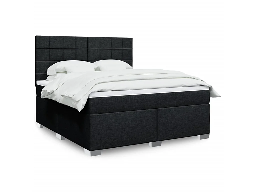 Sommier à lattes de lit avec matelas Noir 180x200 cm Tissu