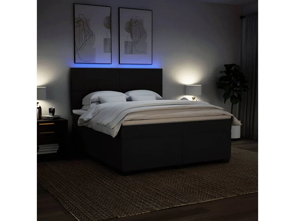 Sommier à lattes de lit avec matelas Noir 180x200 cm Tissu