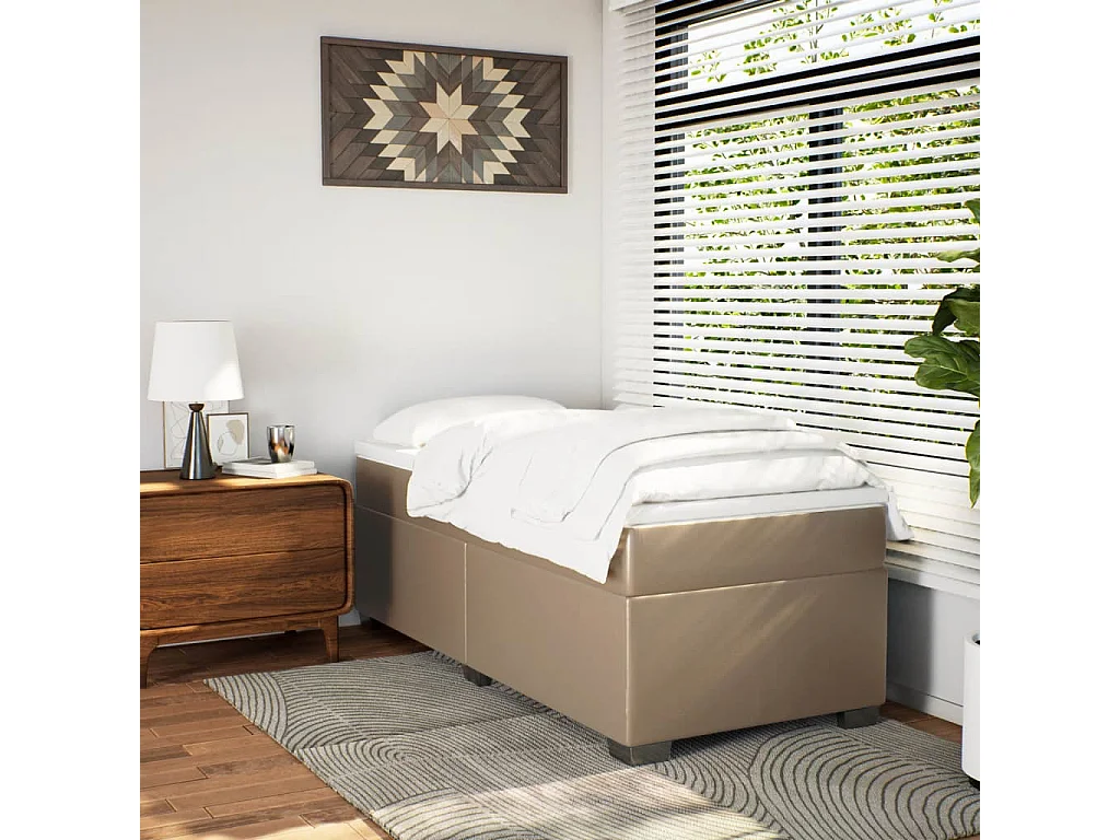 Boxspringbett Matratze Cappuccino-Braun 100x200cm Kunstleder