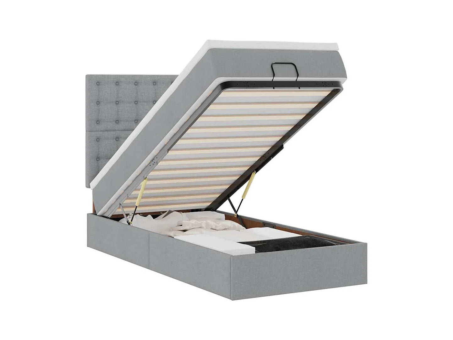 Bed met matras 100x200 cm stof lichtgrijs