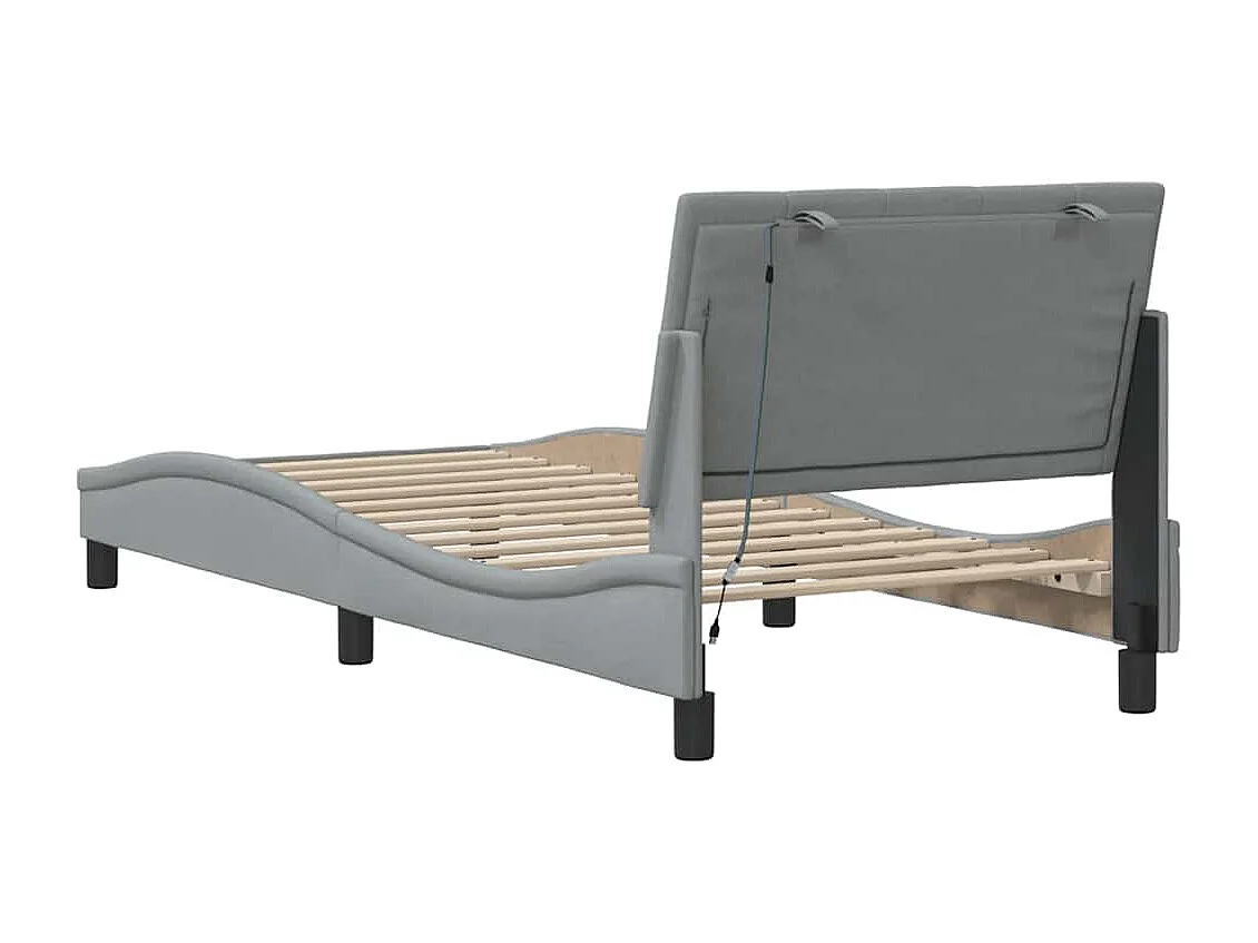 Bedframe zonder matras "Hanko" 90x200 cm stof lichtgrijs