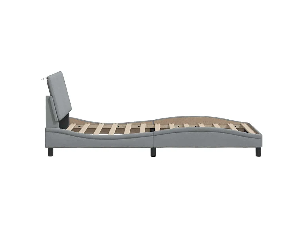 Cadre de lit sans matelas Hanko gris clair 90x200 cm tissu