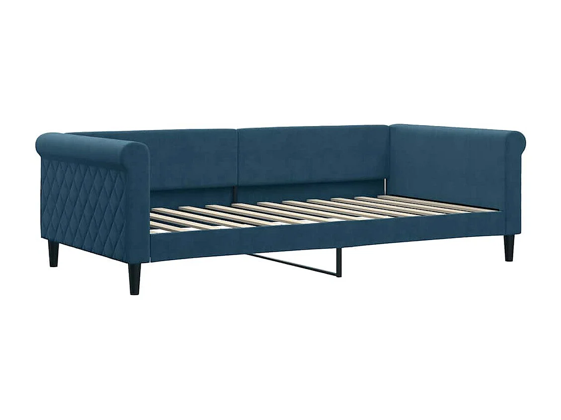 Lit de jour avec lit gigogne et matelas bleu 100x200 cm velours