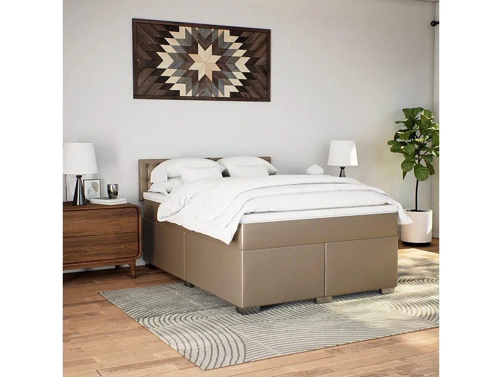 Sommier à lattes de lit avec matelas Cappuccino 140x200 cm