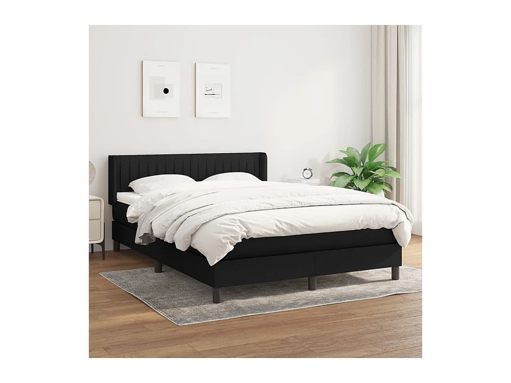 Giroletto a Molle con Materasso Nero 140x200 cm in Tessuto