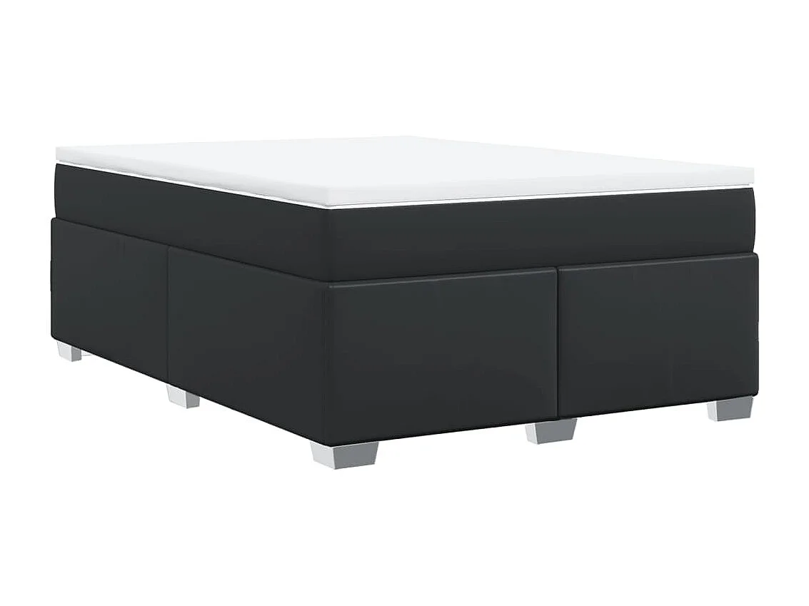 Sommier à lattes de lit avec matelas Noir 140x190 cm Similicuir
