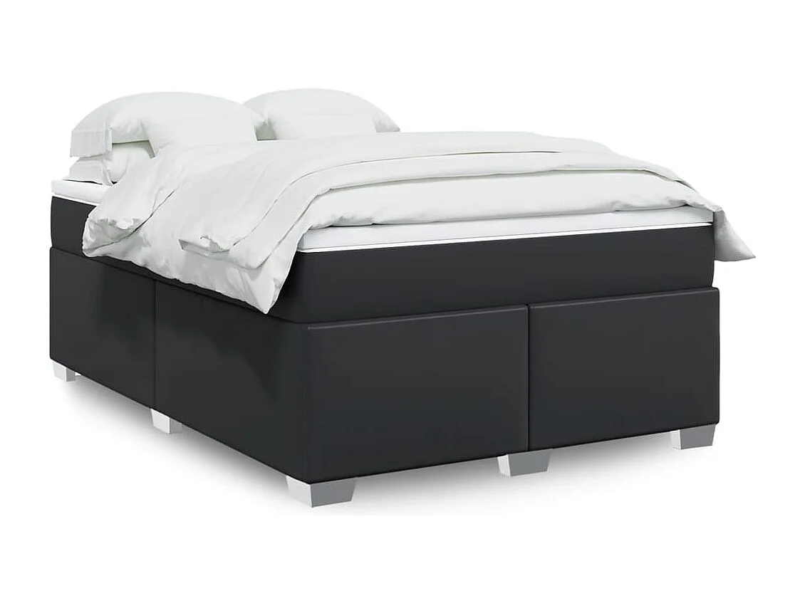 Boxspringbett mit Matratze Schwarz 140x190 cm Kunstleder