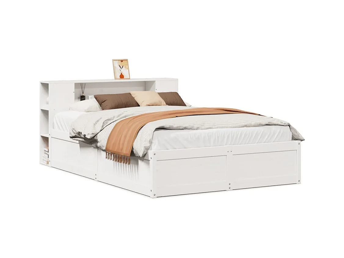 Cadre de lit sans matelas blanc 160x200 cm bois de pin massif
