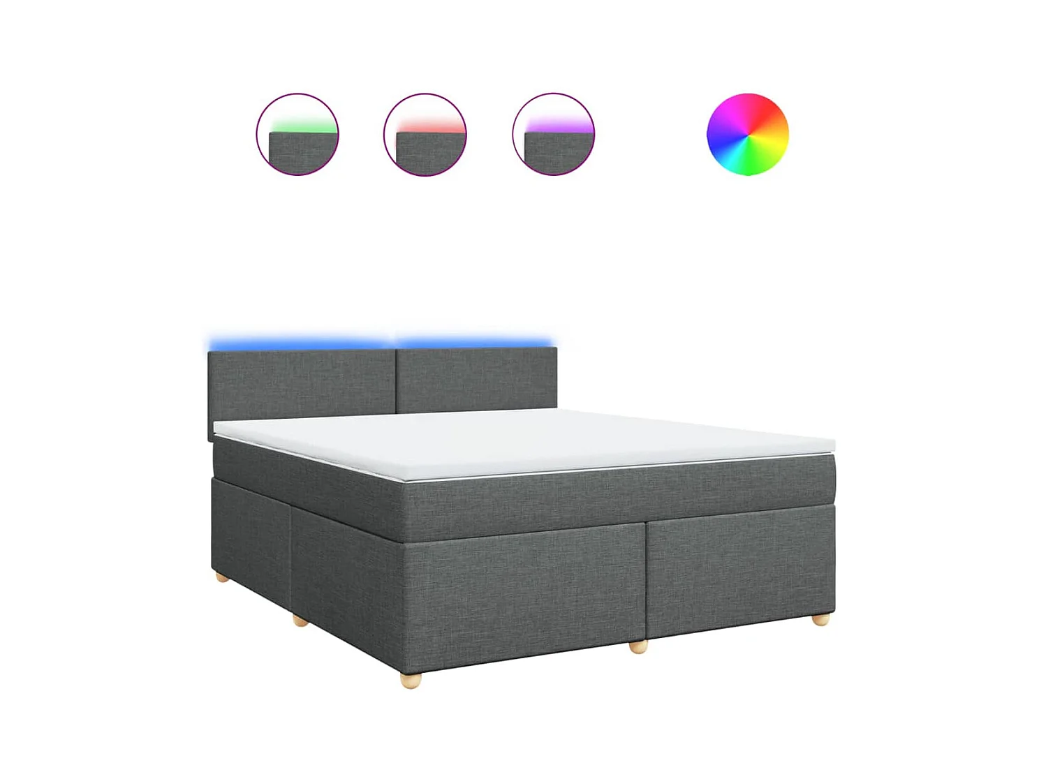 Sommier à lattes de lit avec matelas Gris foncé 180x200cm Tissu