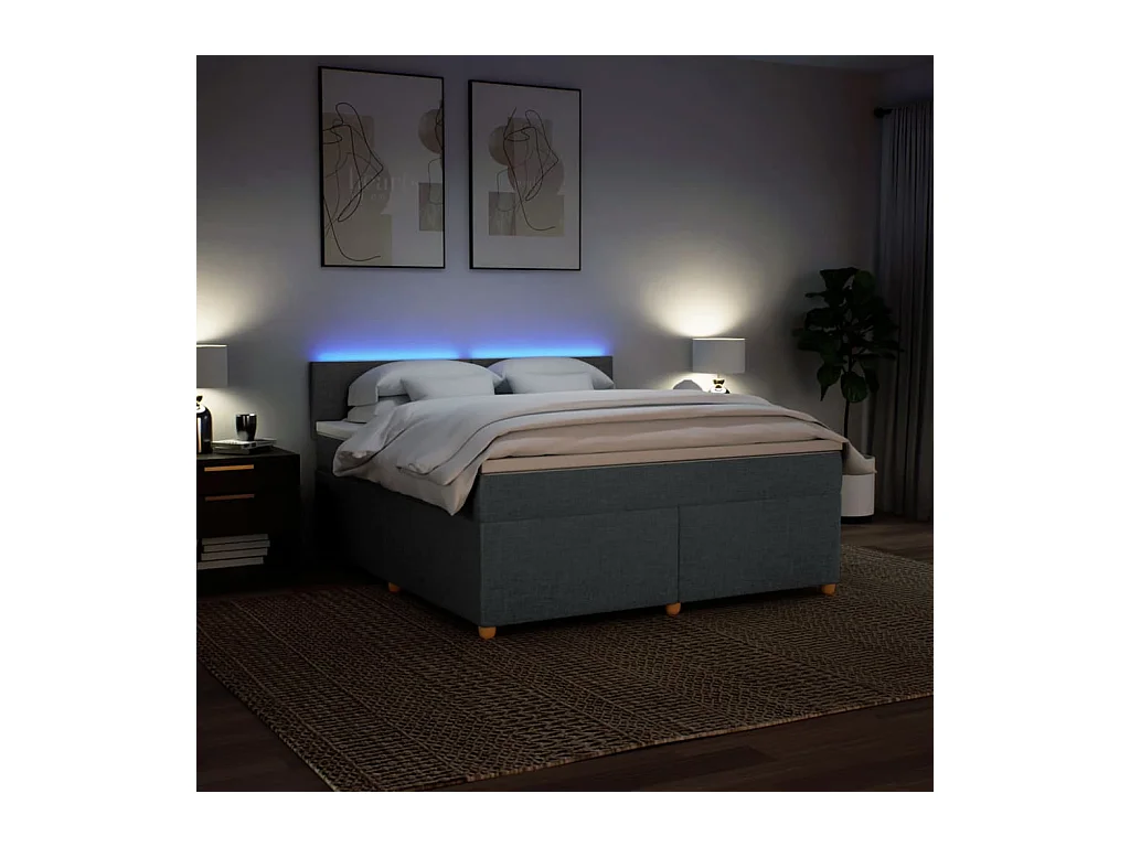 Sommier à lattes de lit avec matelas Gris foncé 180x200cm Tissu