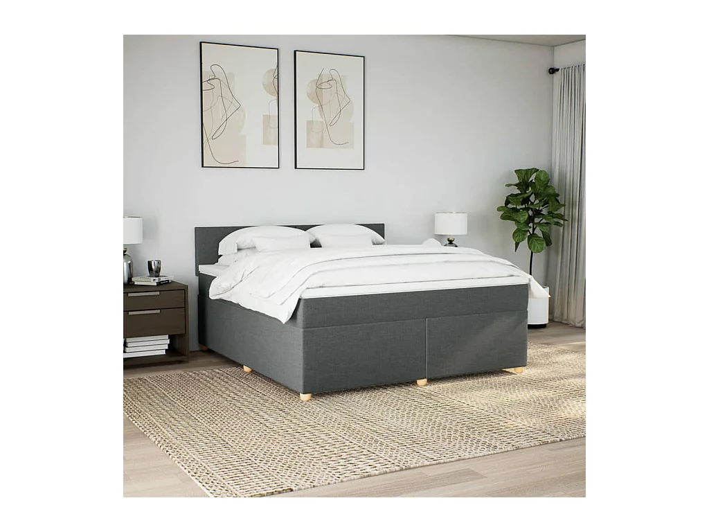 Sommier à lattes de lit avec matelas Gris foncé 180x200cm Tissu