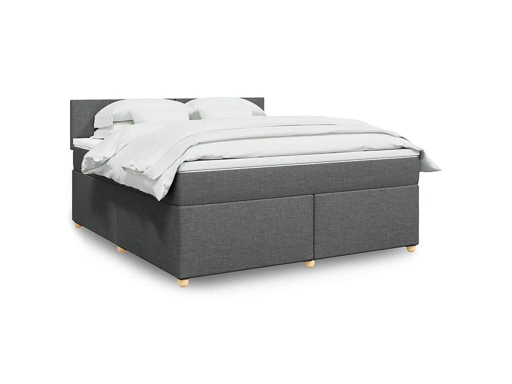 Sommier à lattes de lit avec matelas Gris foncé 180x200cm Tissu