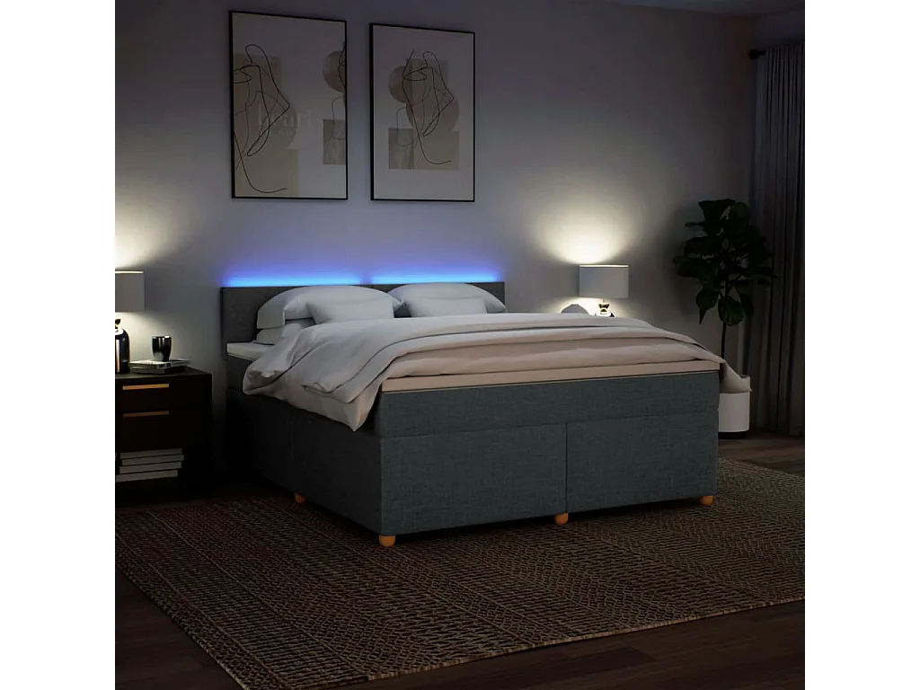 Sommier à lattes de lit avec matelas Gris foncé 180x200cm Tissu
