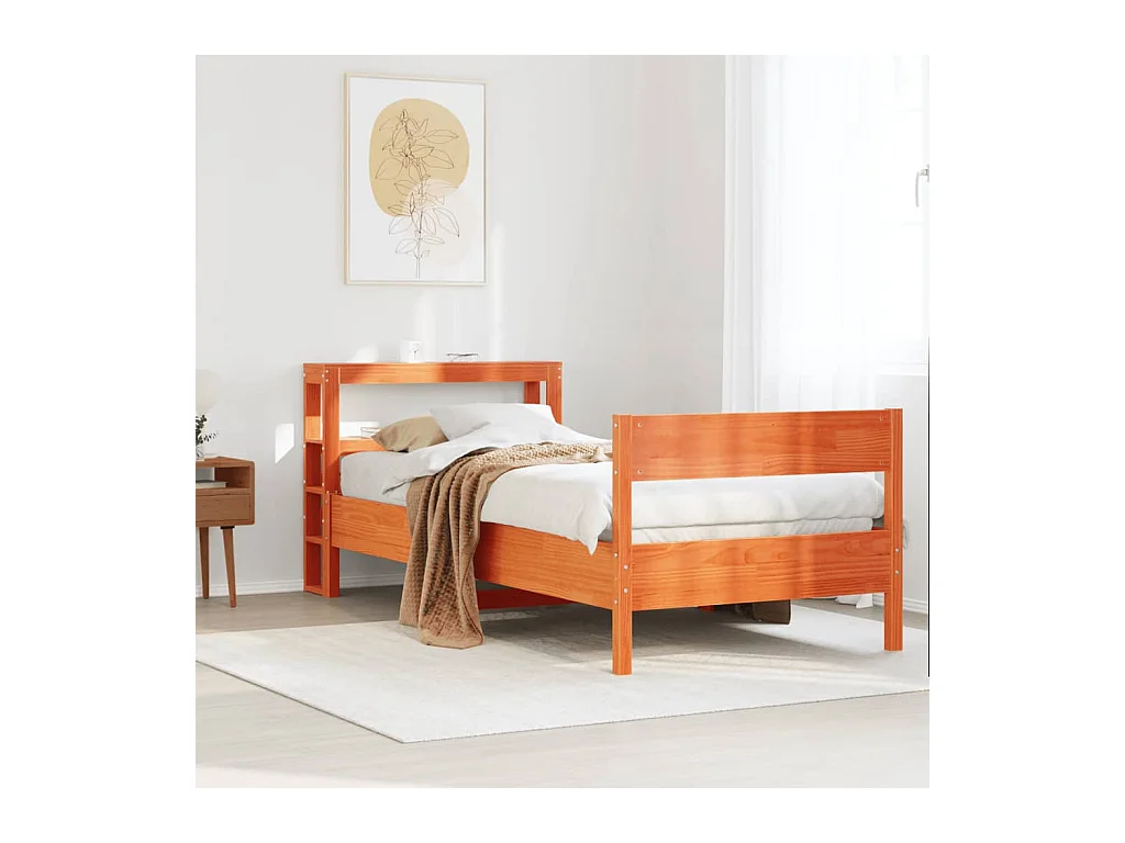 Cadre de lit sans matelas cire marron 100x200cm bois pin massif
