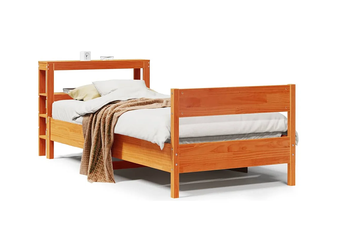Cadre de lit sans matelas cire marron 100x200cm bois pin massif