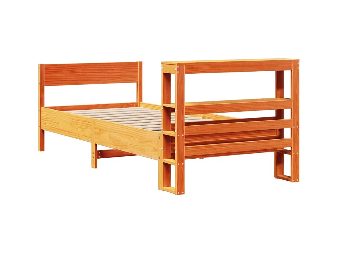 Cadre de lit sans matelas cire marron 100x200cm bois pin massif