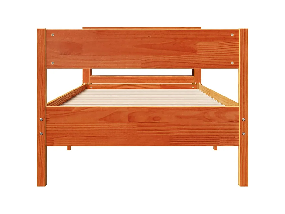 Cadre de lit sans matelas cire marron 100x200cm bois pin massif