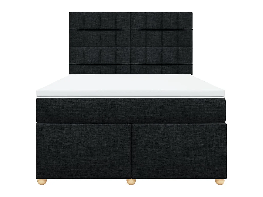 Sommier à lattes de lit avec matelas Noir 140x190 cm Tissu