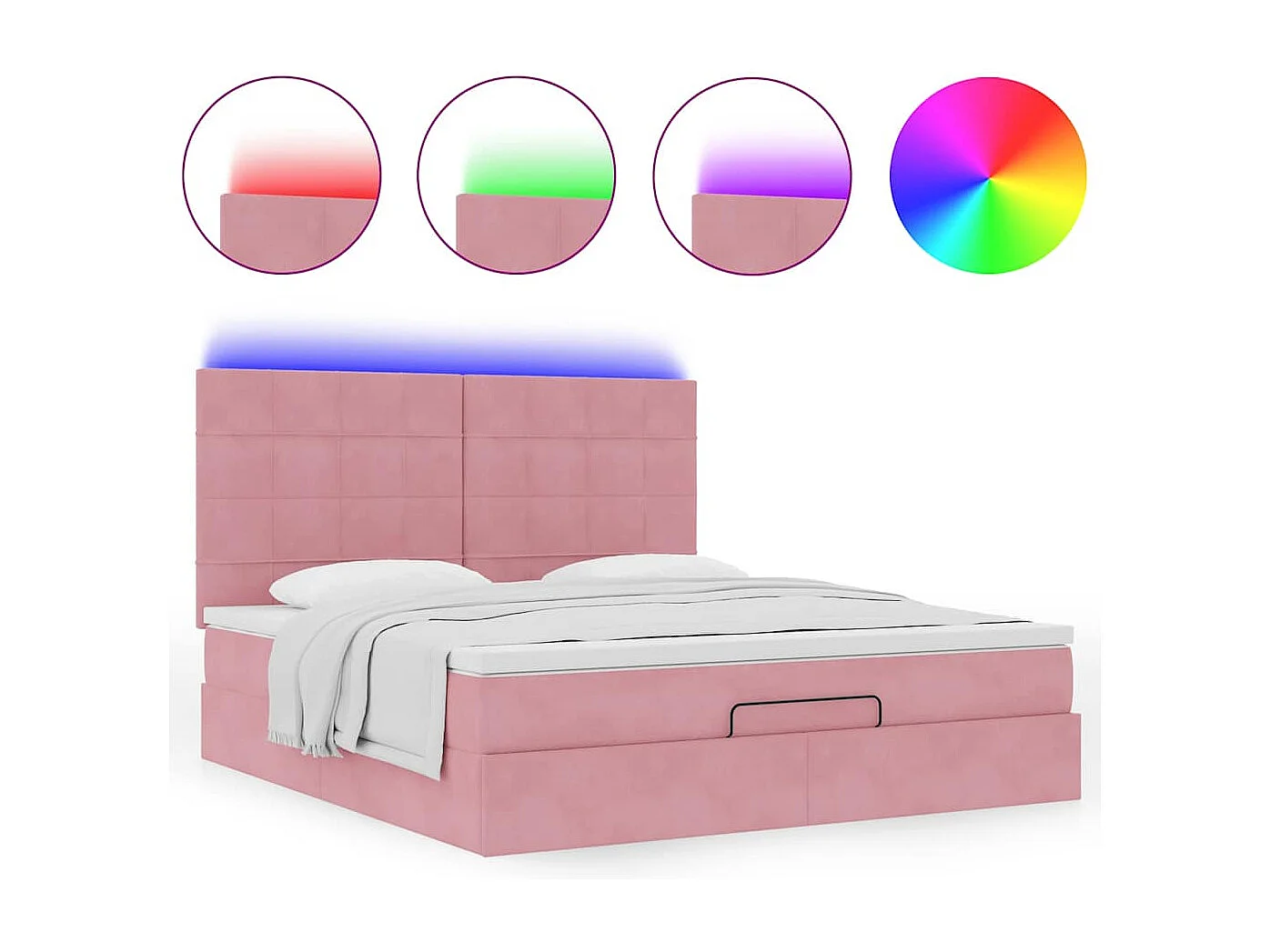 Estrutura de cama otomana com colchões 180x200 cm veludo rosa