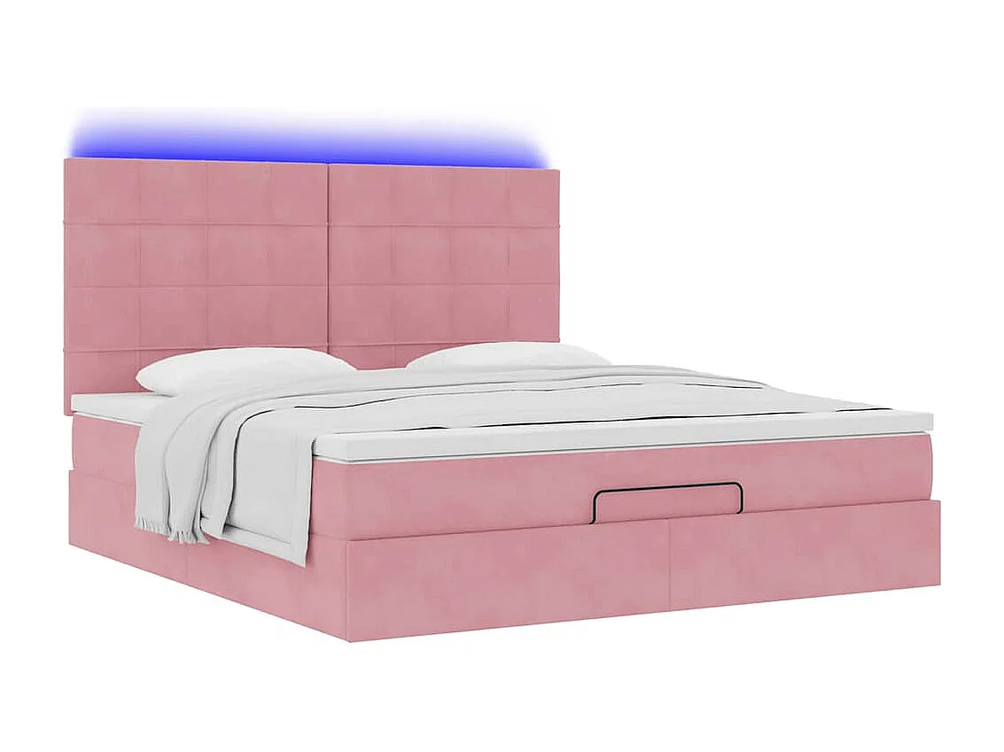 Estrutura de cama otomana com colchões 180x200 cm veludo rosa