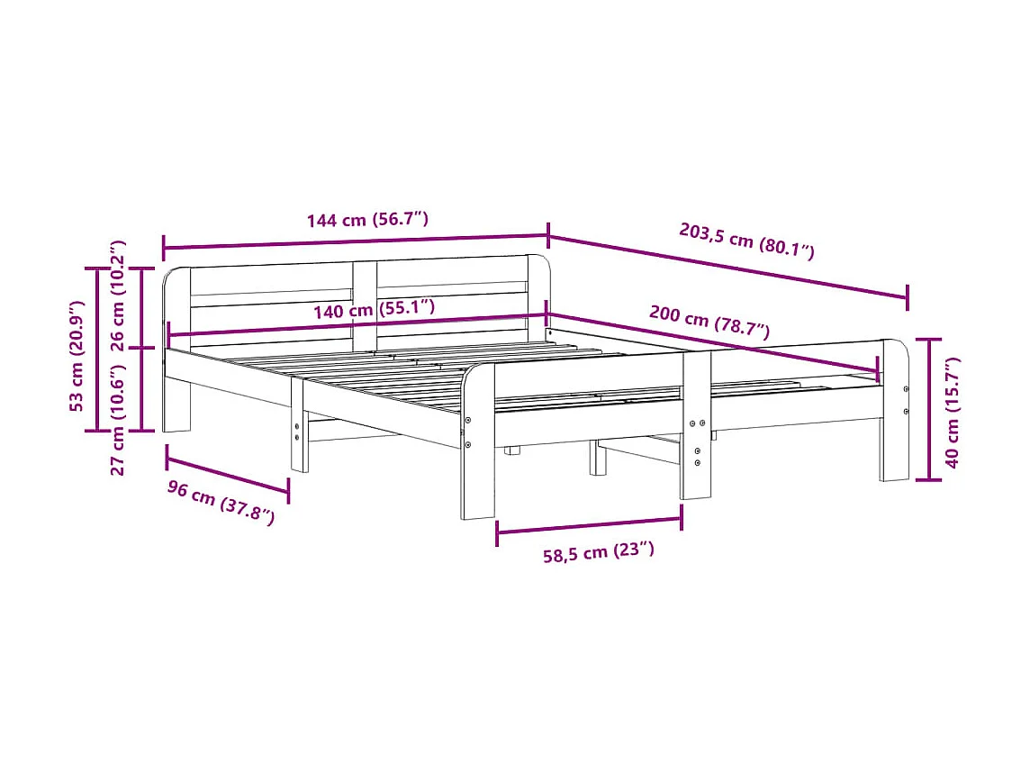 Massivholzbett ohne Matratze Wachsbraun 140x200 cm Kiefernholz